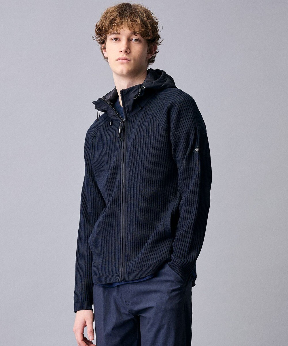 JOSEPH ABBOUD MOUNTAIN 【日本素材・ストレッチ】コットンムリネ アウトドア ニット パーカー 