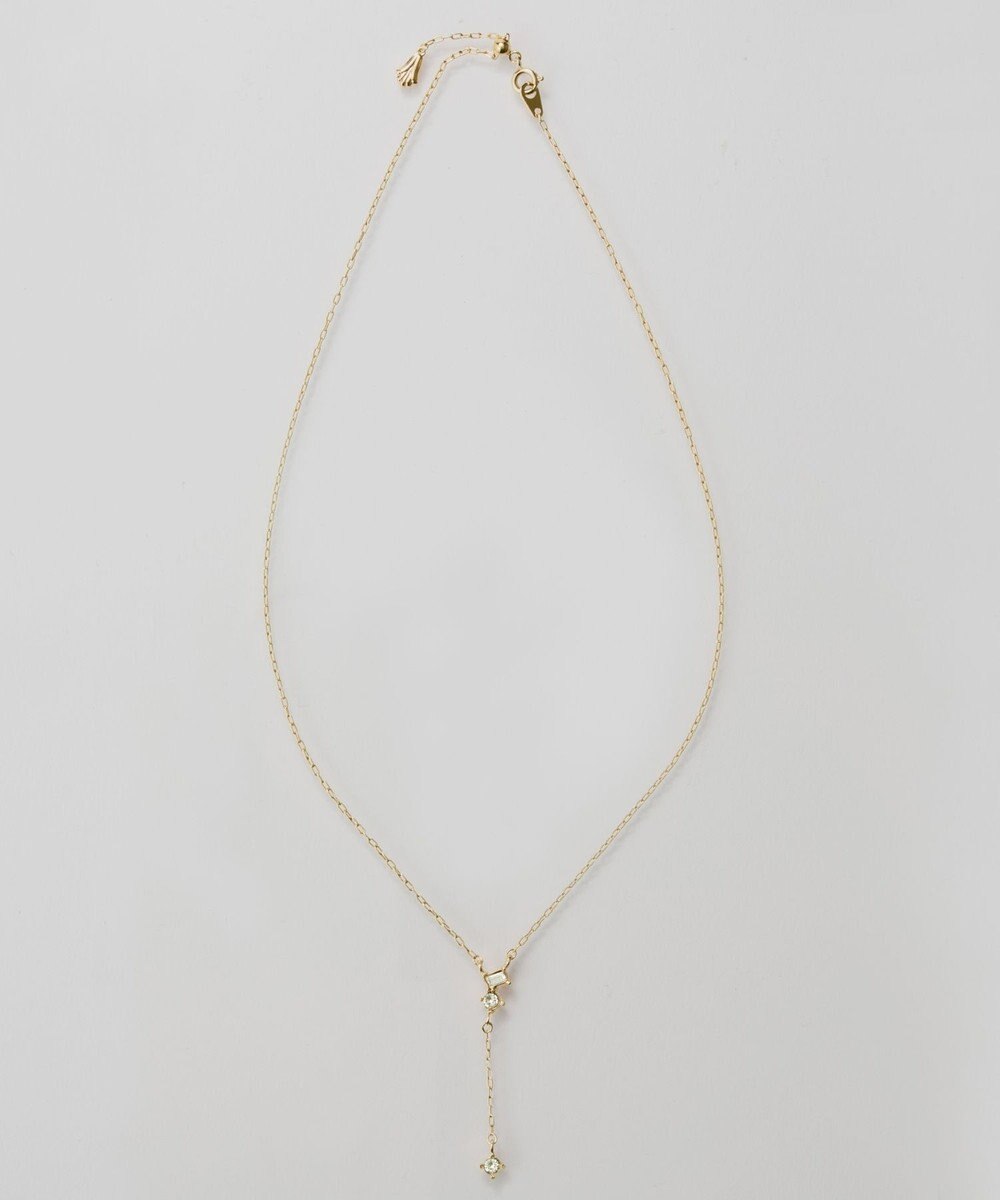 Phoebe 【金属アレルギー対応】ラディアンスビジューYラインネックレス　ゴールド 