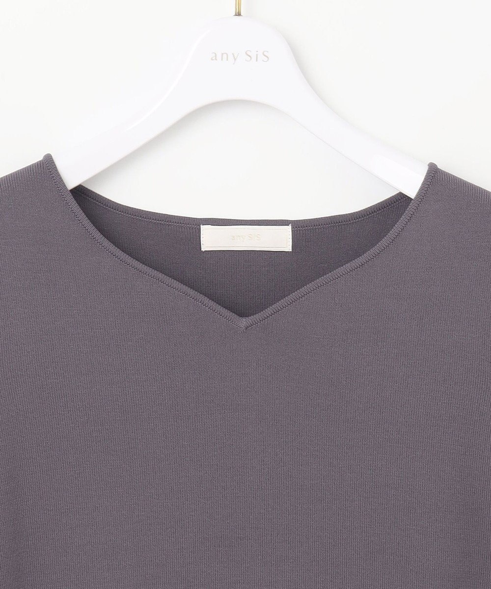 ANY SIS L 【洗える】ハートネックファブリックコンビ ニット 