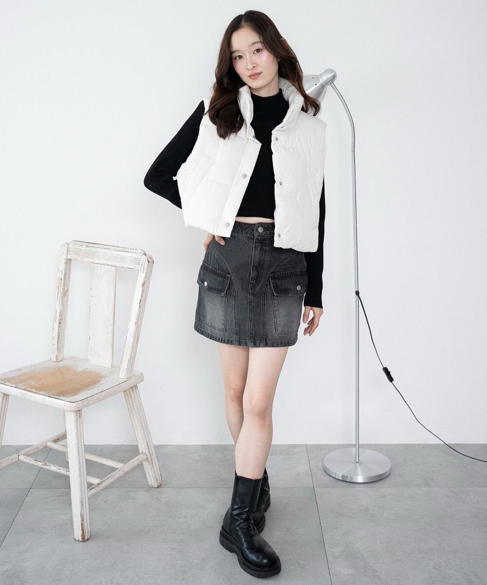 WEGO 【2025年秋冬新作】リブハイネックショートニット 