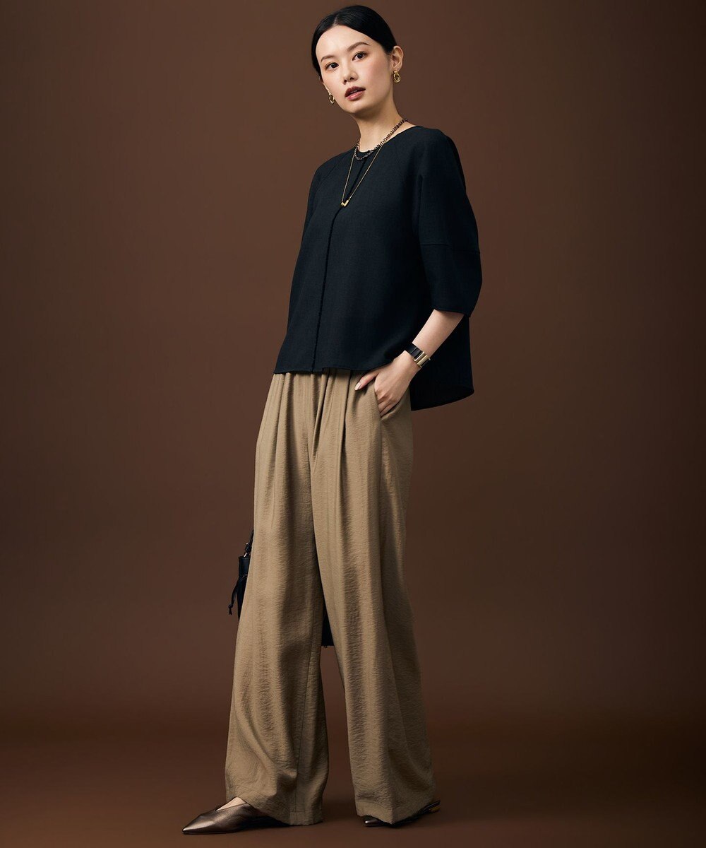 自由区 L 【SHIHOさん着用・ご好評アイテム・新色追加・セットアップ対応】エアリーツイルワイド パンツ 