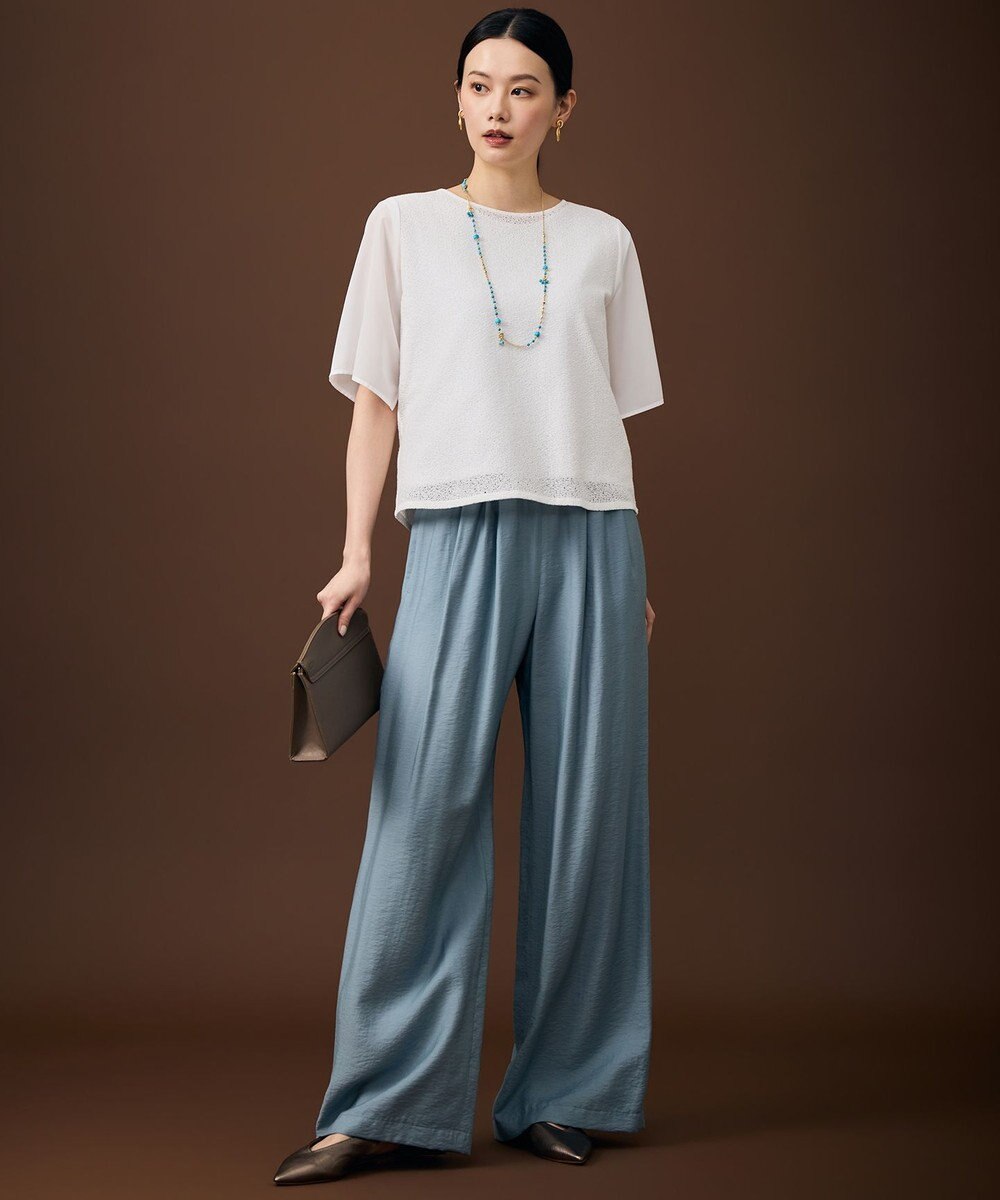 自由区 L 【SHIHOさん着用・ご好評アイテム・新色追加・セットアップ対応】エアリーツイルワイド パンツ 