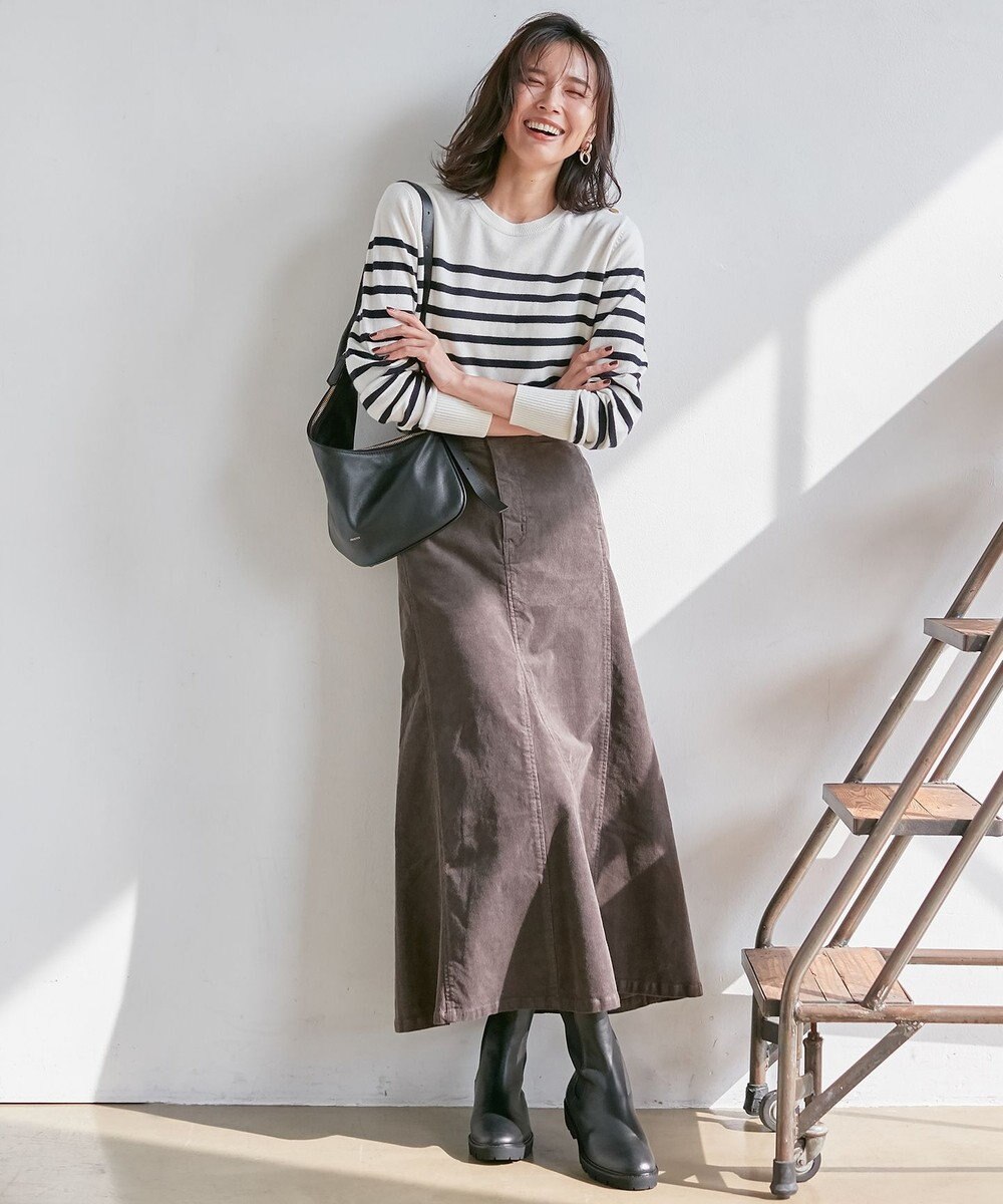 23区 L 【CLASSY.12月号掲載】セミウーステッドウール 肩ボタン ボーダー ニット 