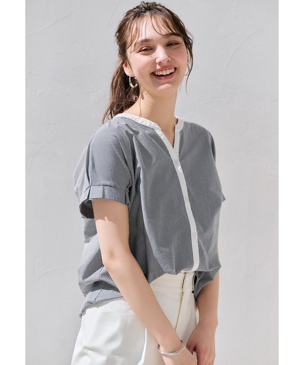 ANY SIS S 【洗える】シルケットストライプスキッパー カットソー 