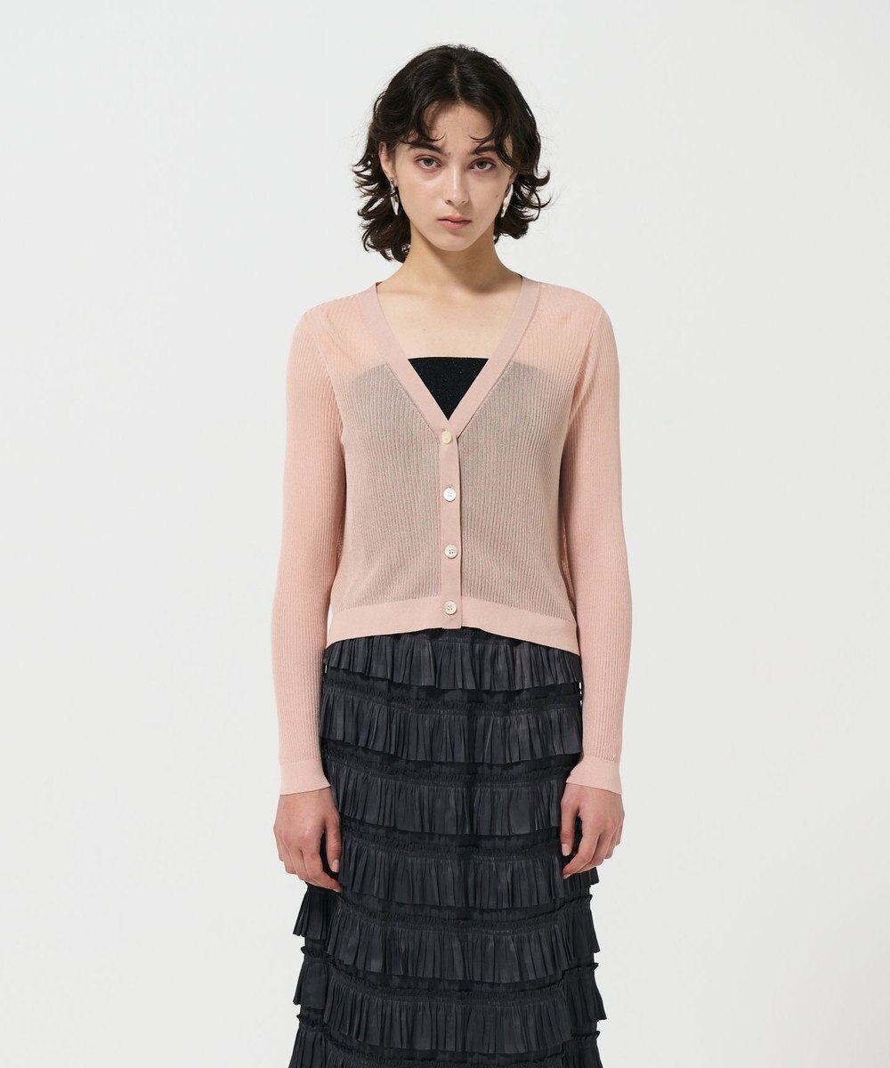 GRACE CONTINENTAL リブシアーニットカーディガン 