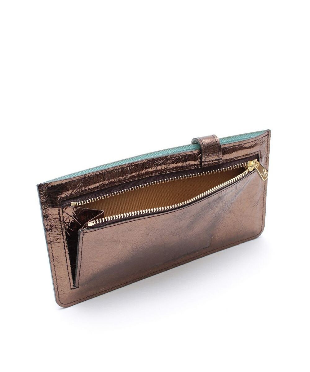 A.D.M.J. 【牛革】イタリアンレザークラックメタルスリムウォレット 