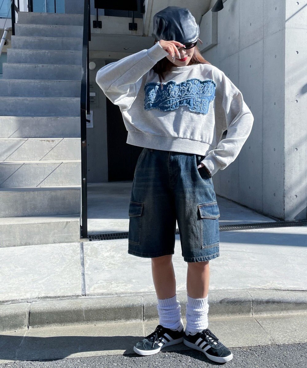 WEGO デニムワッペンプルオーバー 