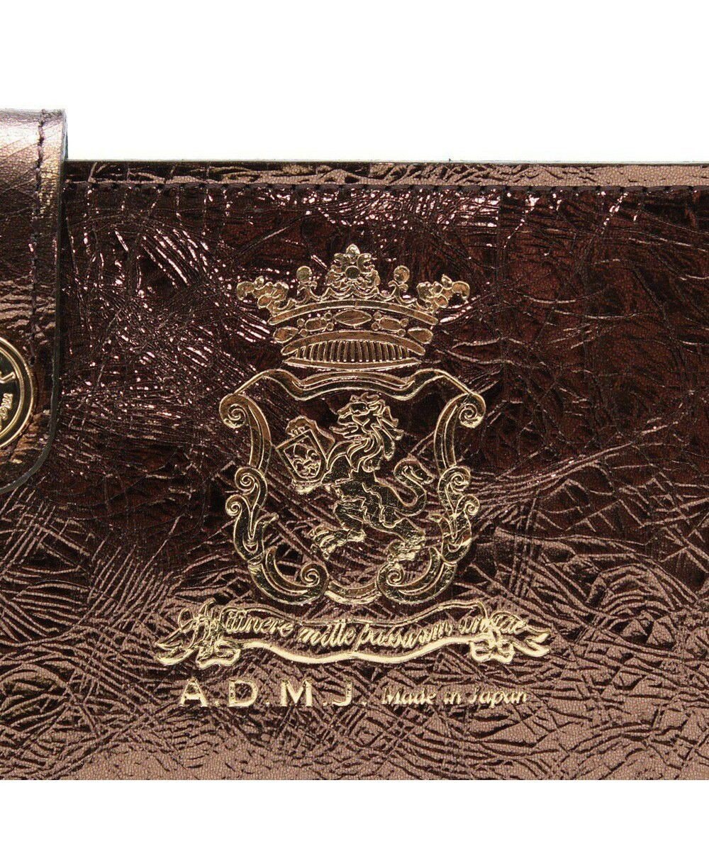 A.D.M.J. 【牛革】イタリアンレザークラックメタルスリムウォレット 