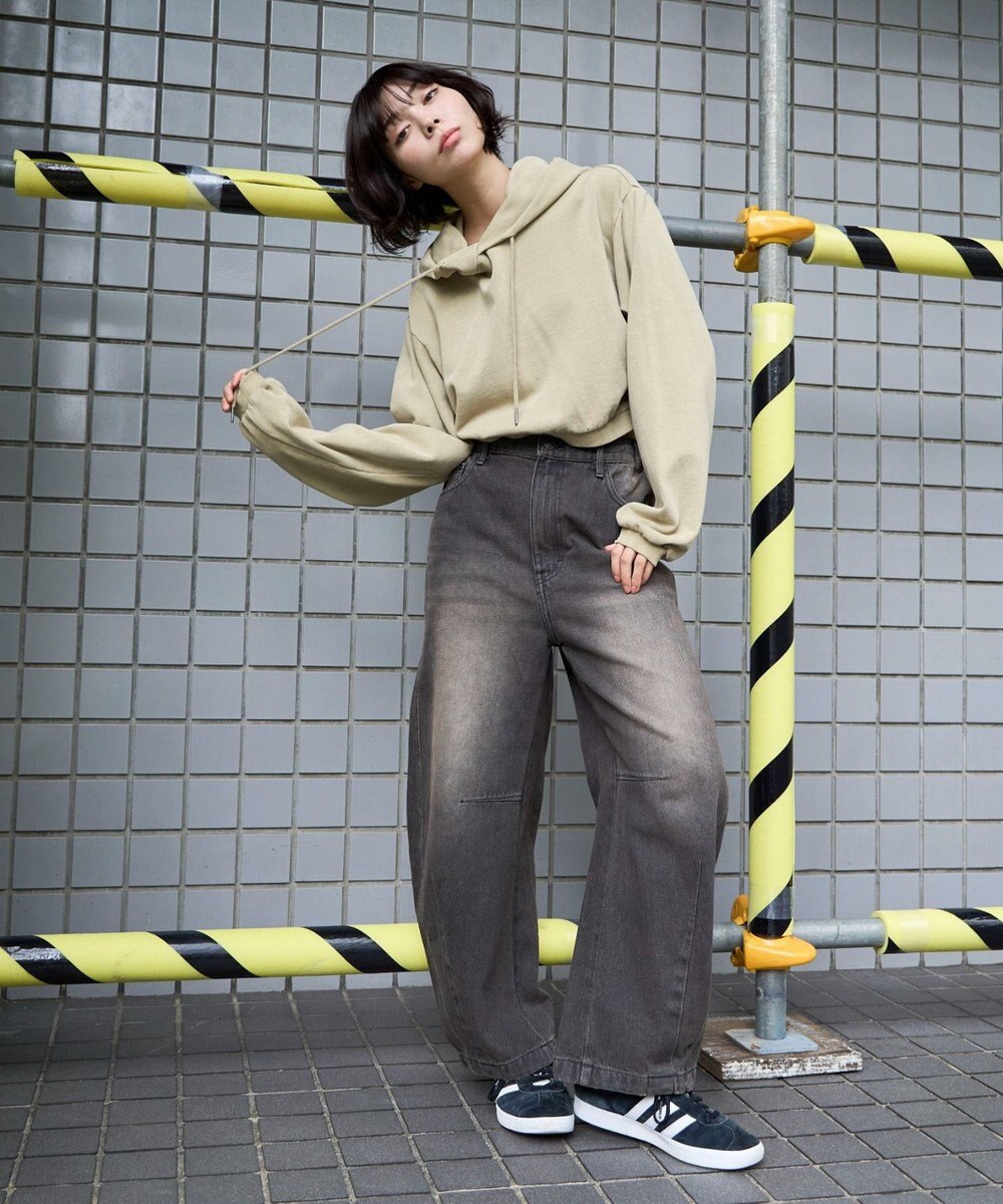 WEGO ピグメントショートグラフィックプルパーカー 