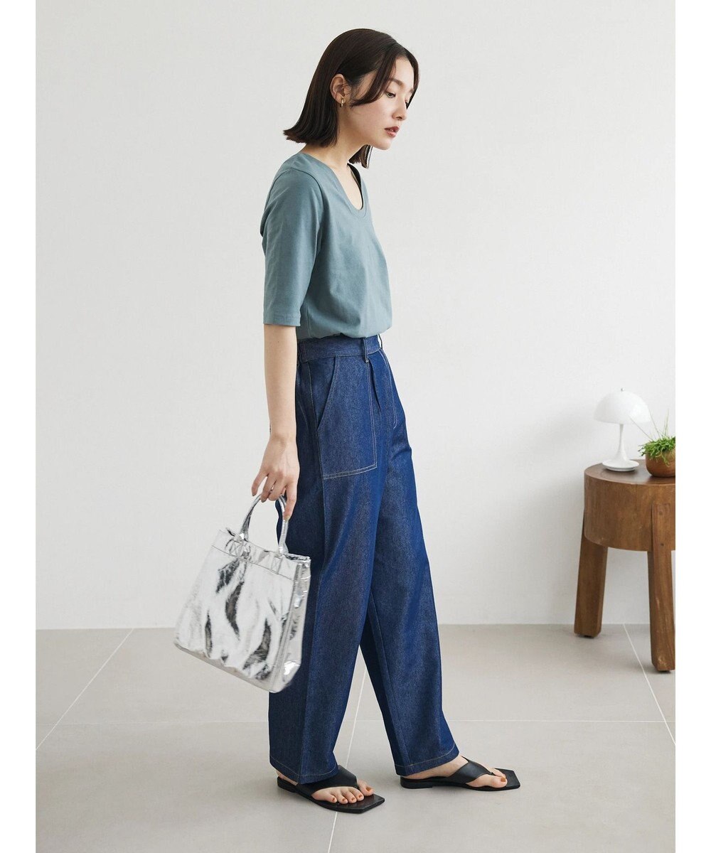 Green Parks インド綿 デニムストレートパンツ 