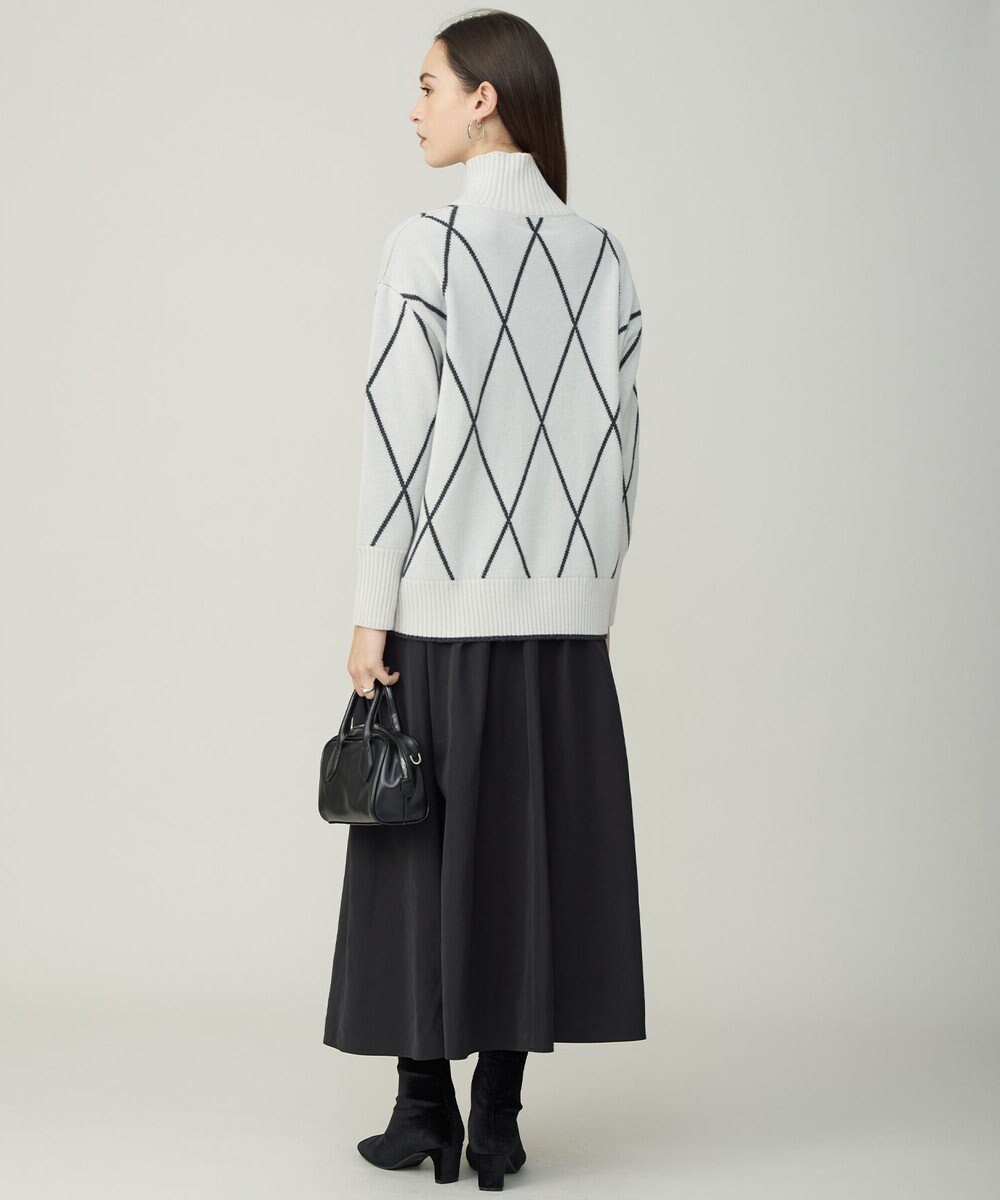 ICB L 【先行予約・洗える】ソフトカシミヤミックス ダイヤ柄ハイネックニット 