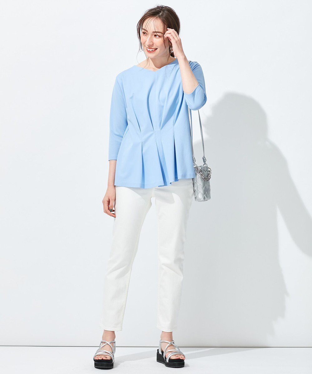 自由区 L 【放湿性/保湿性】イージートップス タックディテール カットソー 