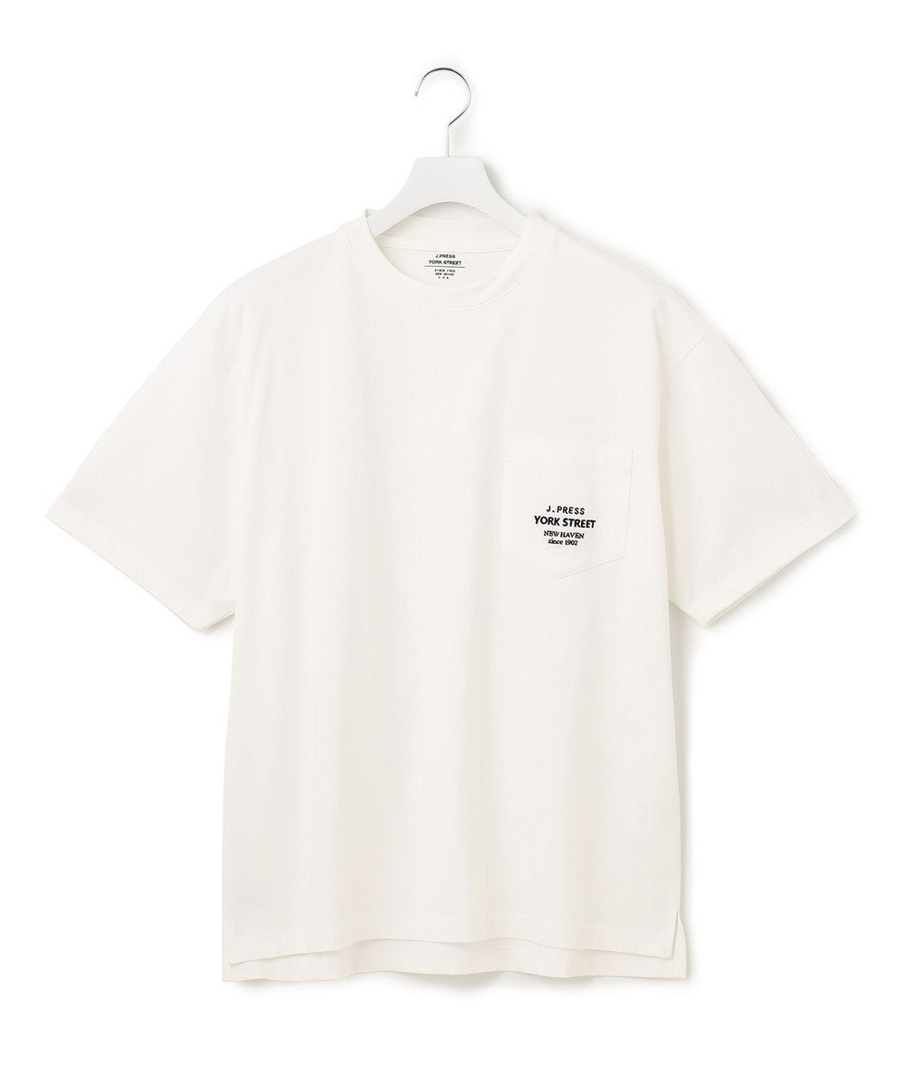 J.PRESS YORK STREET 【UNISEX】ワンポイント刺繍 ポケットTシャツ ホワイト系