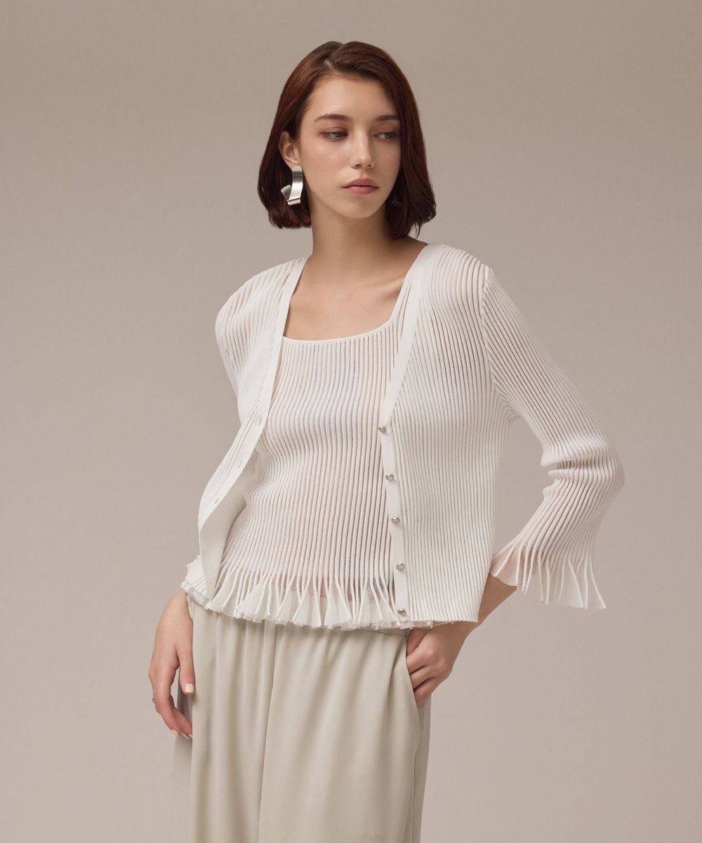 GRACE CONTINENTAL シアーフリルニットカーディガン 