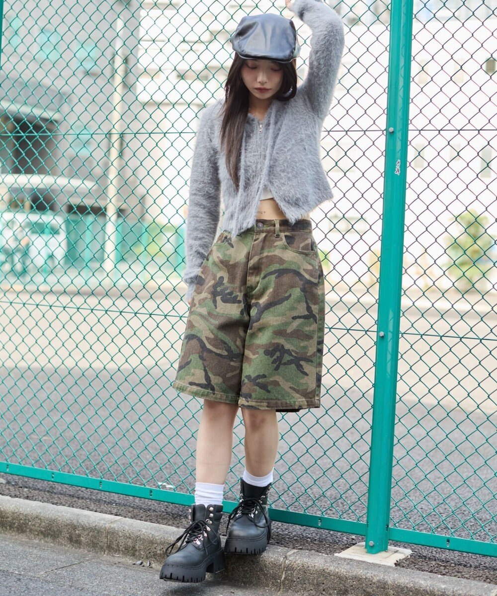 WEGO 【25秋冬新作】シャギーニットジップパーカー 