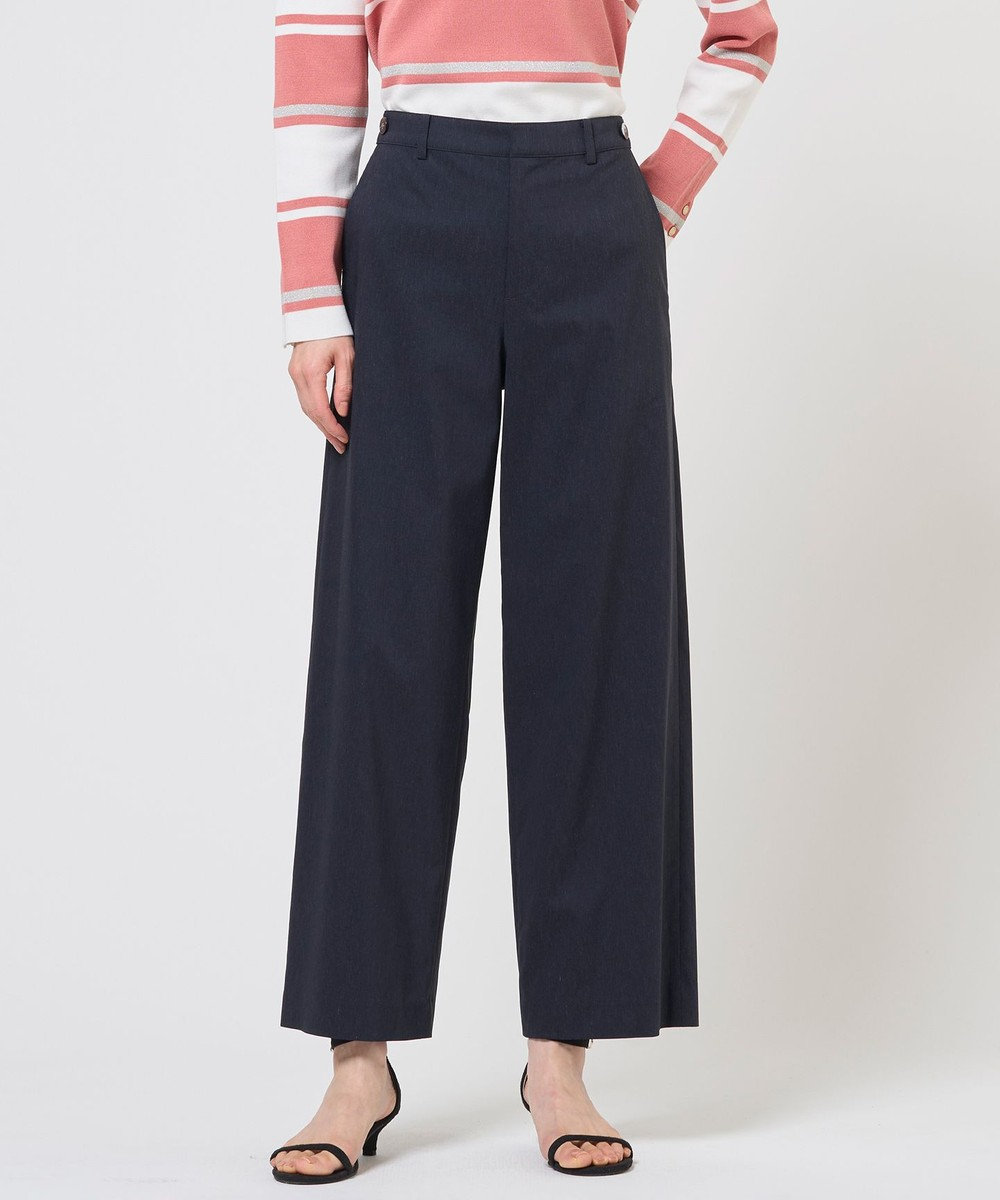 J.PRESS LADIES セルロースリネンストレッチ セミワイド パンツ 