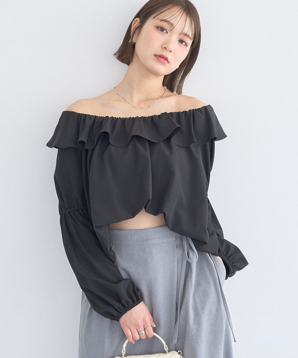 earth music&ecology 2wayオフショルバルーンヘムフリルブラウス 