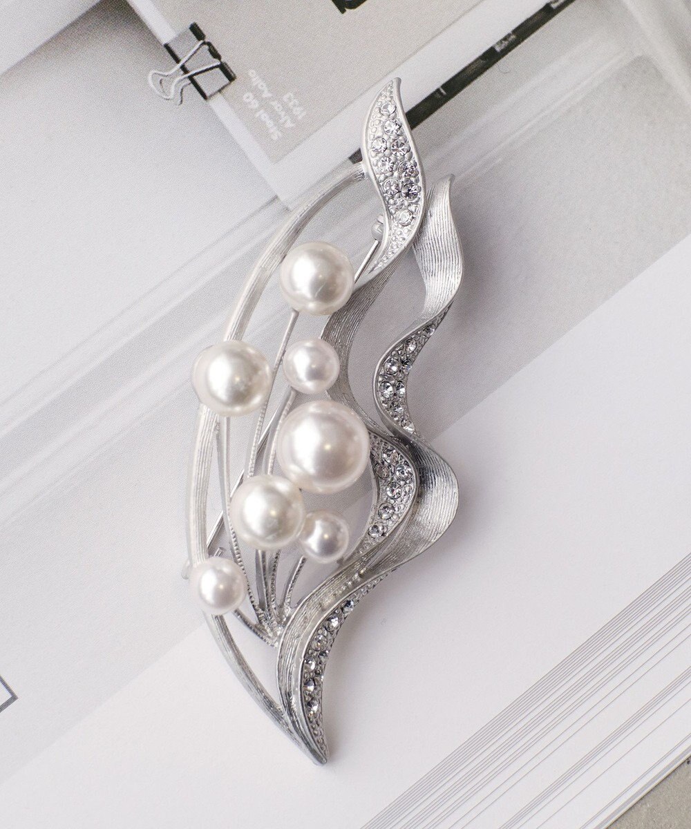 Tiaclasse ウェーブロングパールブローチ 