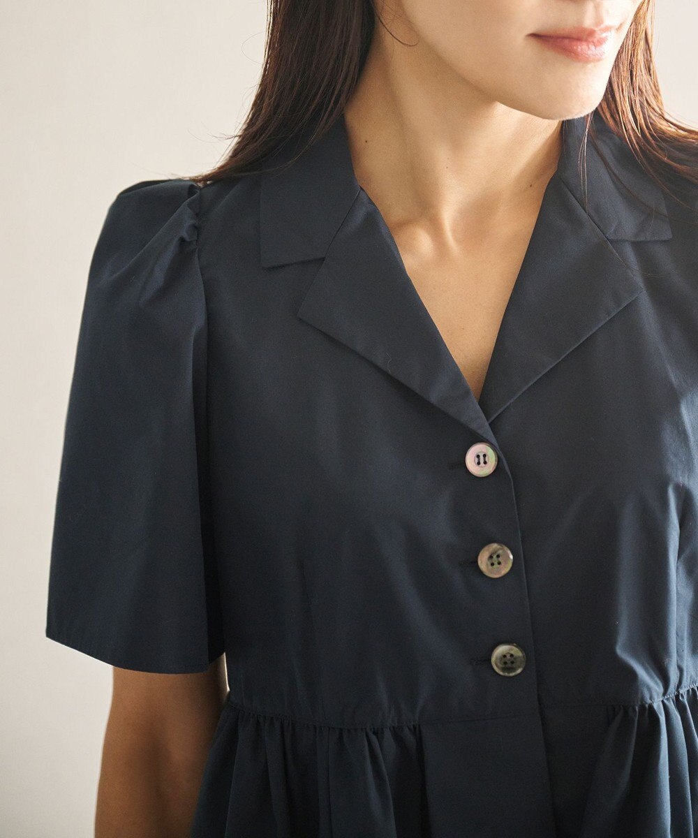 #Newans 【セレモニーにも】オープンカラーペプラムブラウス 