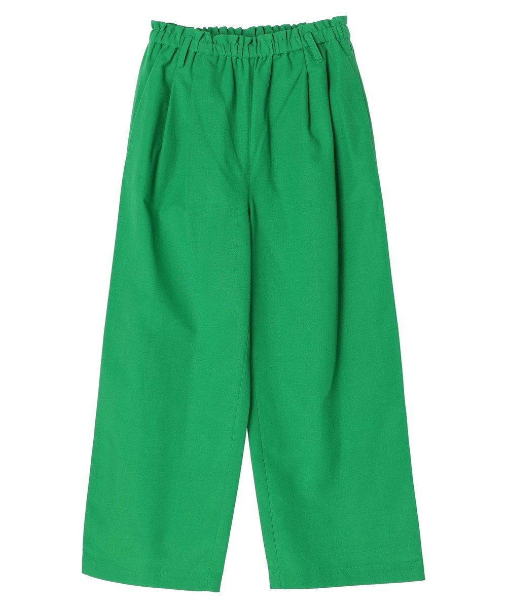 Green Parks 綿麻混リボン付ワイドパンツ 