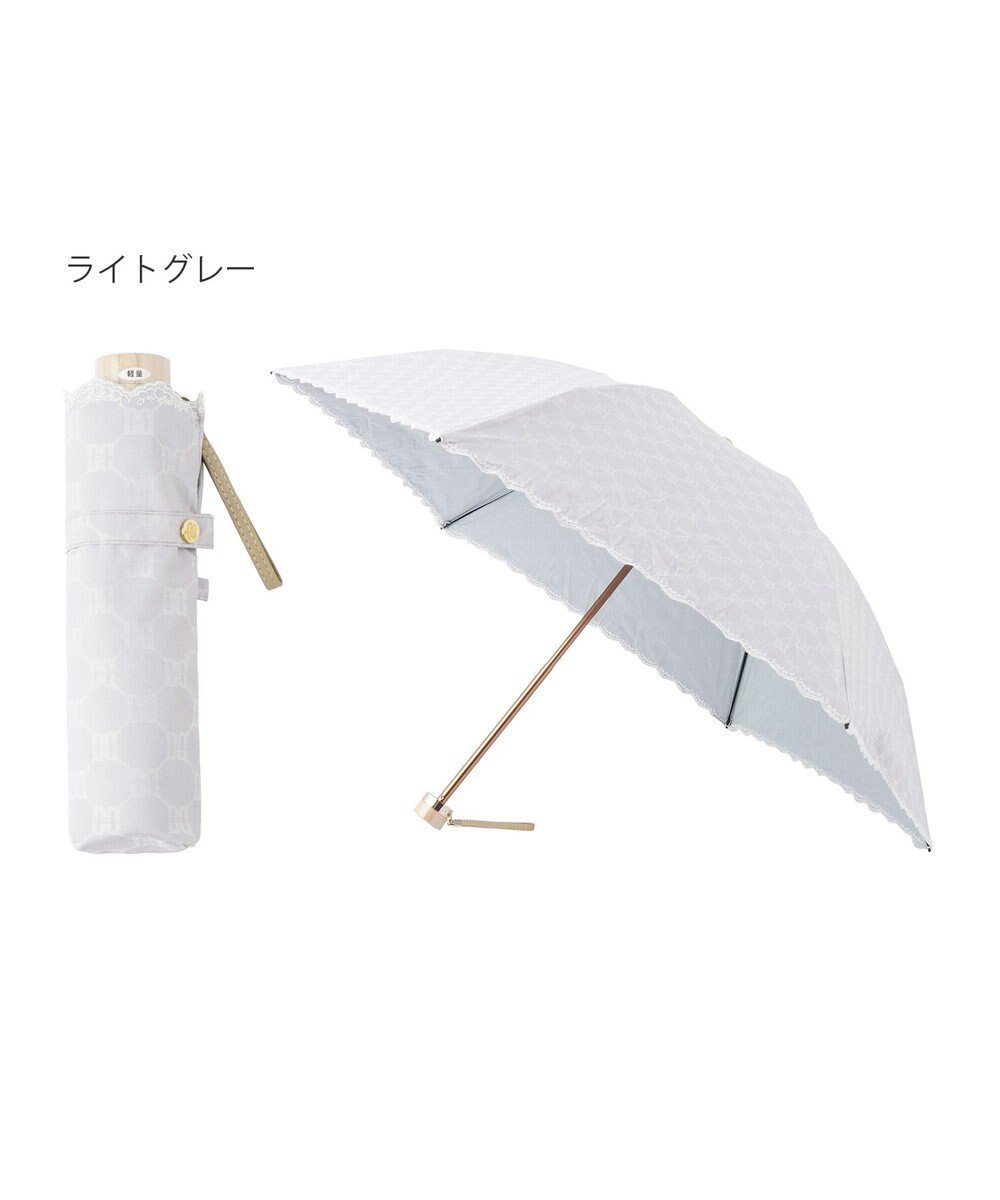 MOONBAT DAKS(ダックス) 晴雨兼用日傘 折りたたみ傘 DDロゴジャカード×刺繍 ライトグレー