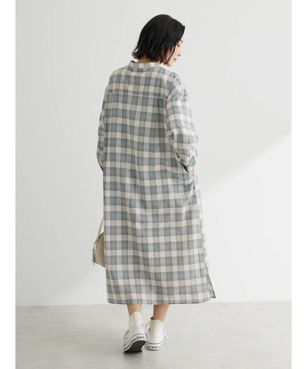 Green Parks 綿麻混バンドカラーシャツワンピース 