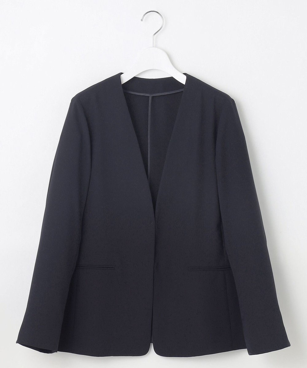 自由区 S 【セットアップ対応・接触冷感・UVケア・洗える】ライトストレッチノーカラー ジャケット 