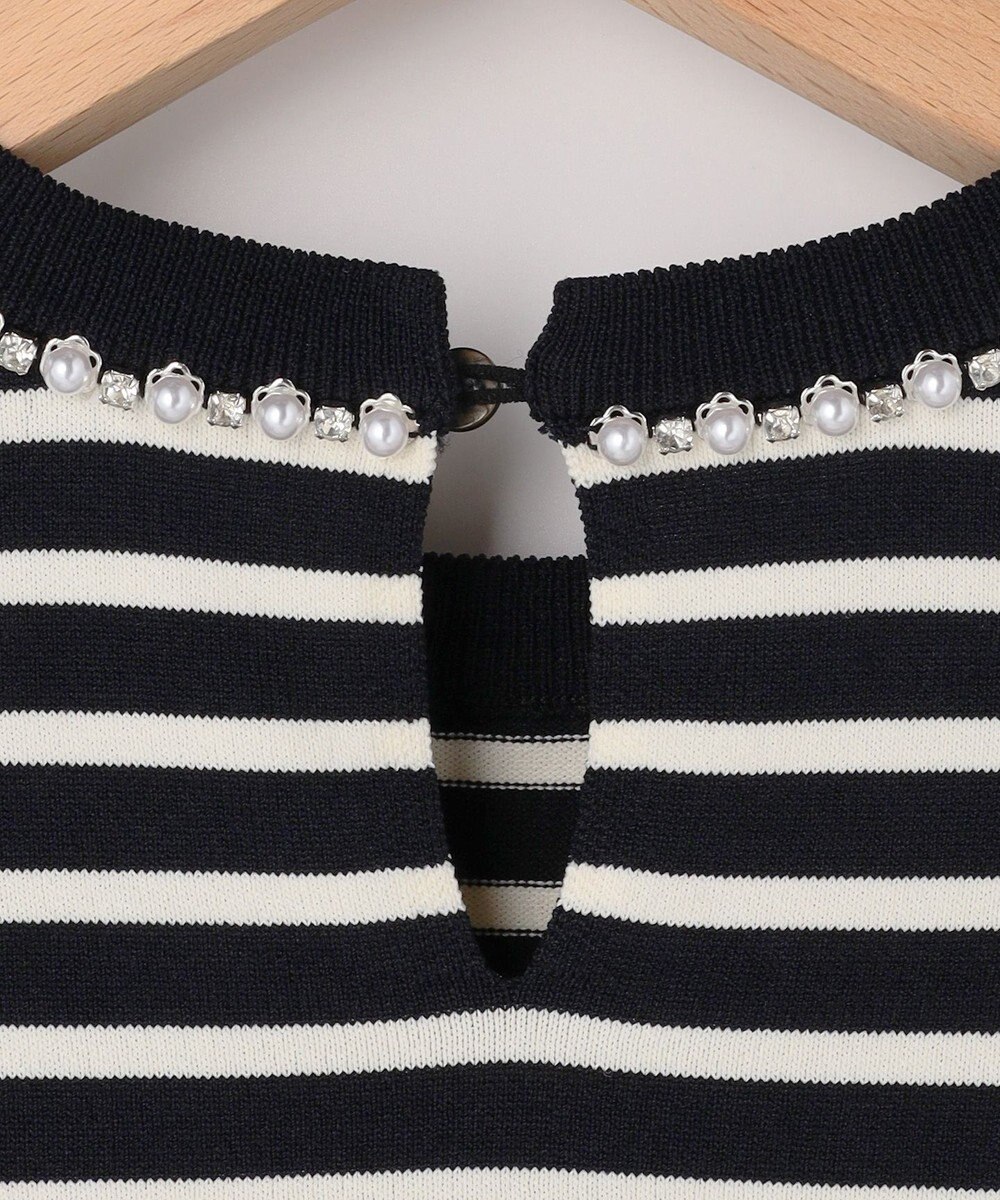 組曲 S 【先行予約・WEB限定】クリアストレッチビジューレーン6分袖 ニット 