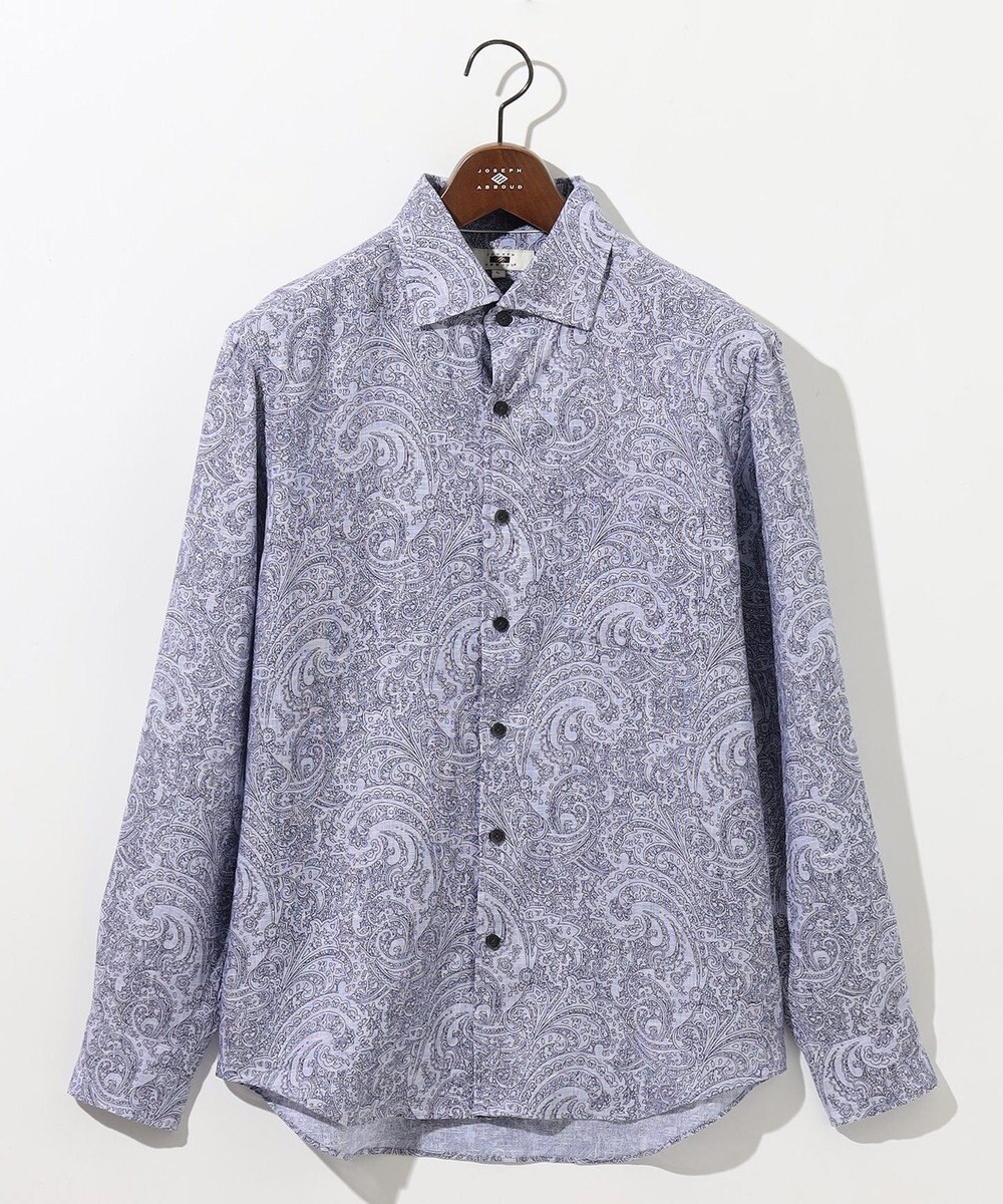 JOSEPH ABBOUD 【キングサイズ・麻100％・軽い・涼しい】 モイスチャーリネンペイズリー シャツ 