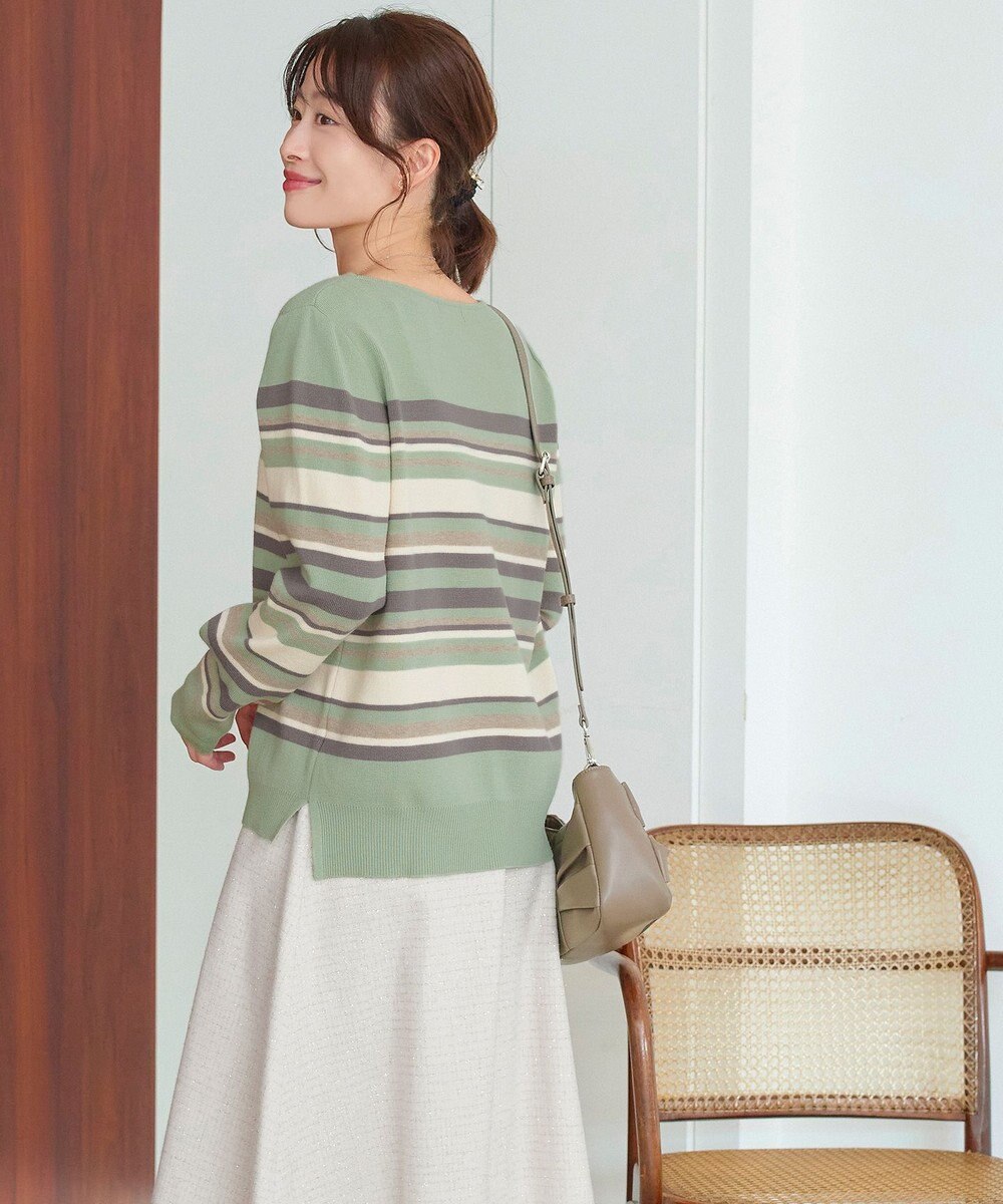 Tiaclasse マルチボーダーニットトップス 