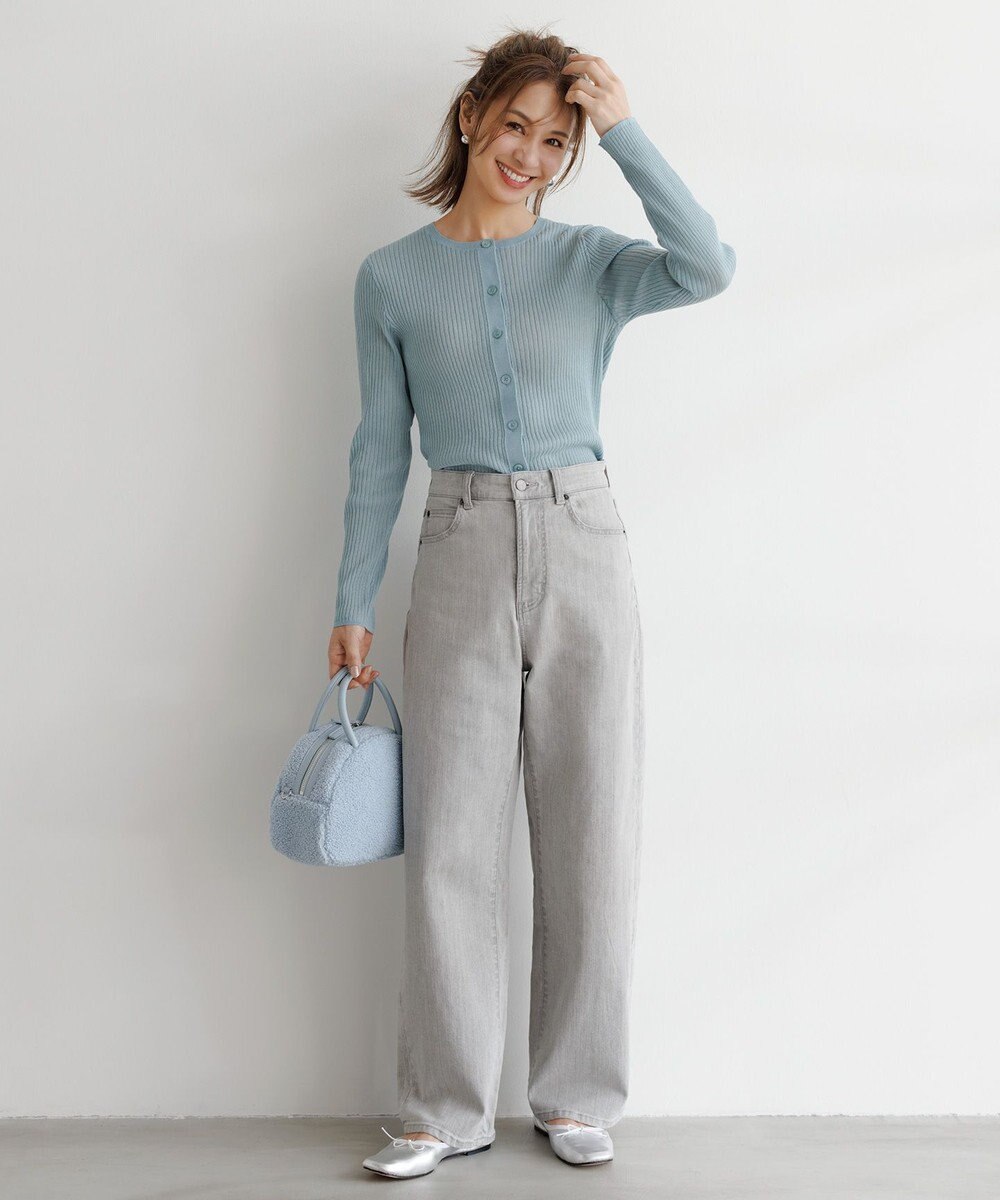 UNFILO シアーリブ ニットカーディガン 