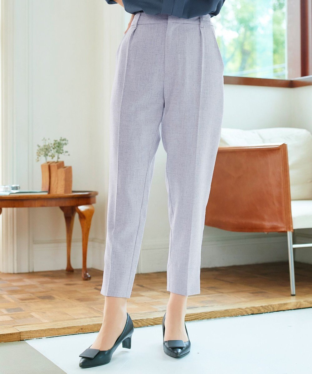 Tiaclasse 【洗える】麻調テーパードパンツ 