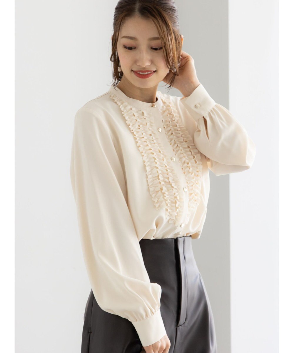 Te chichi フロントフリルバイカラーブラウス 