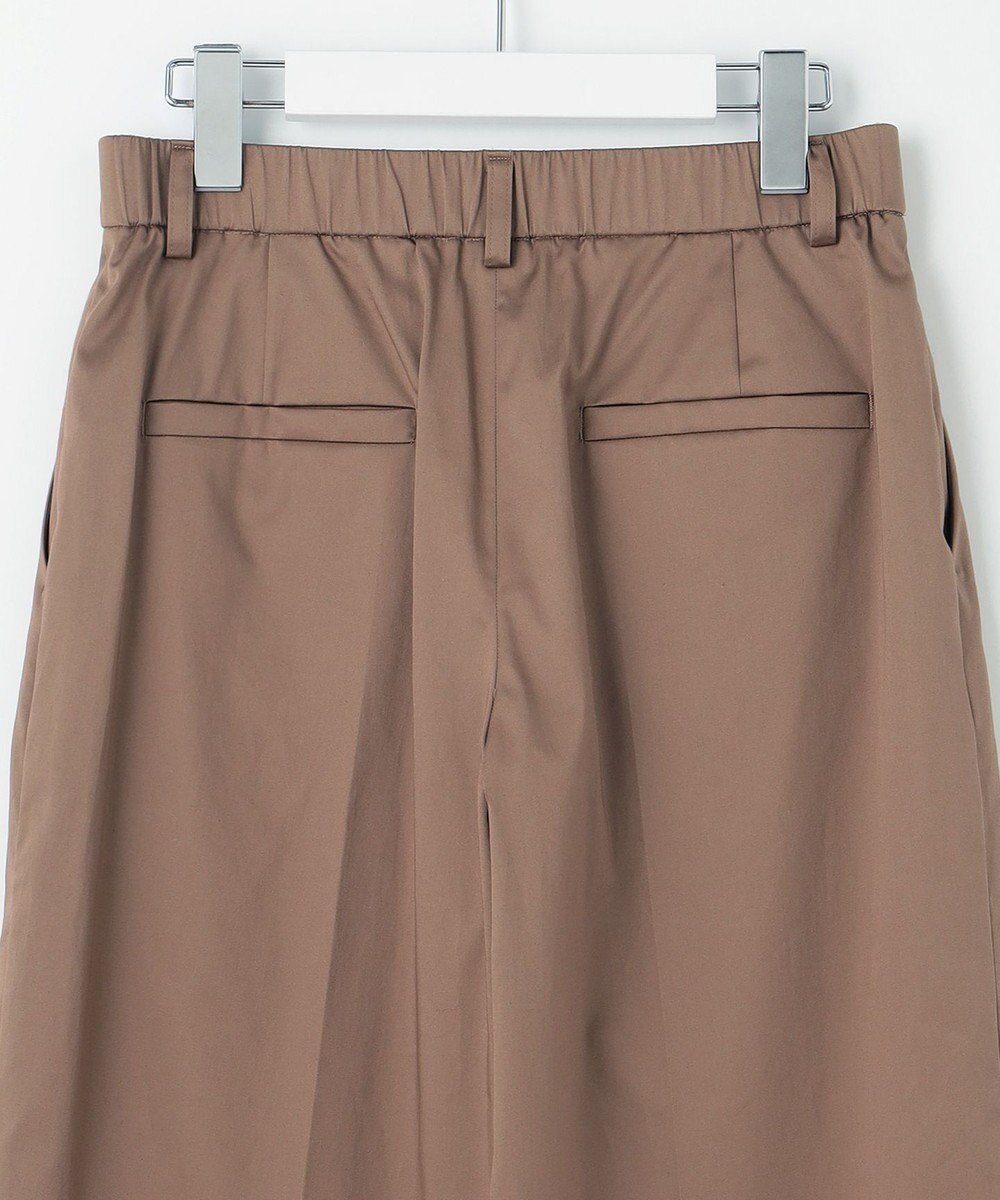 自由区 L 【接触冷感・洗える】コットンサテンストレッチクロップド丈ワイド パンツ 