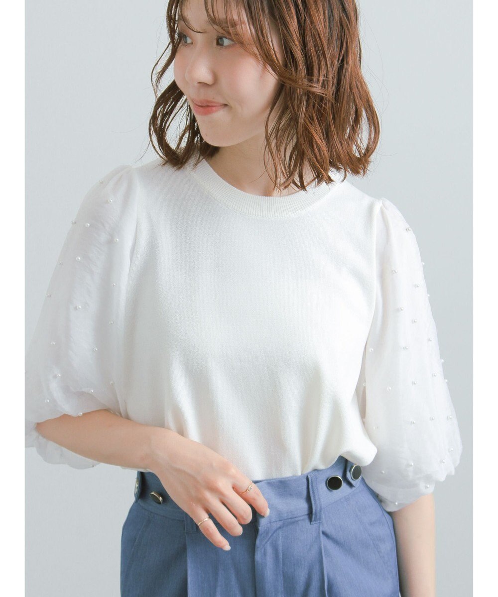 Te chichi パールスリーブニット 