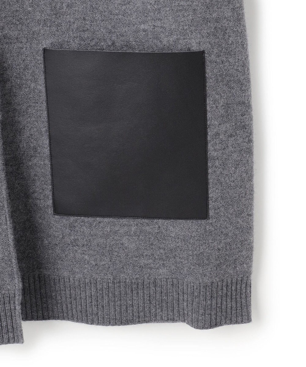 BEIGE， CHICORA / レザーポケット付きウールニットジャケット 