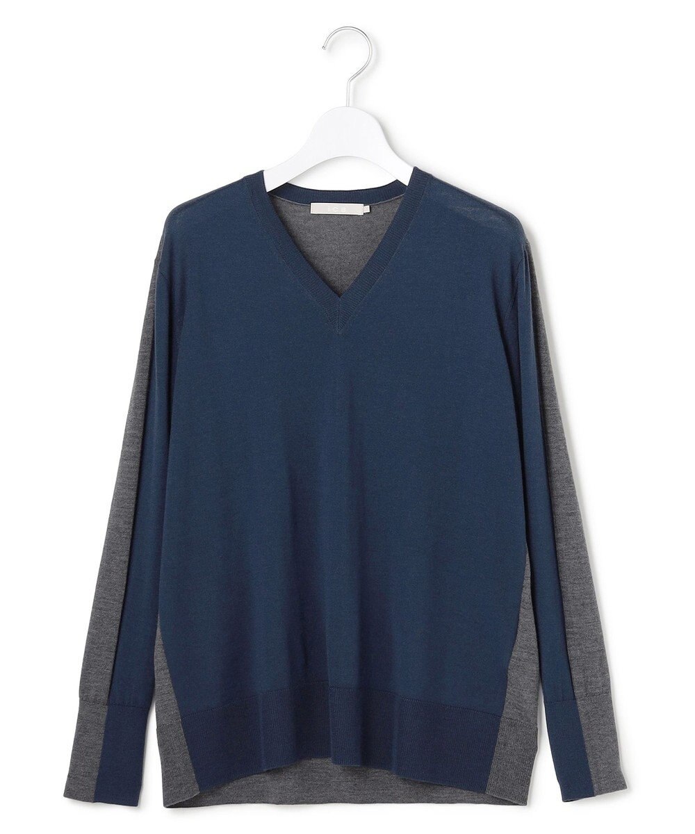 ICB L 【洗える】コンパクトファインウール Vネックニット 