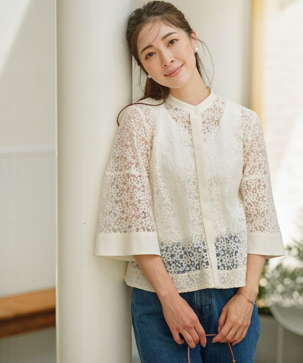 組曲 L 【WEB限定】フラワーラッセルレース ブラウス 