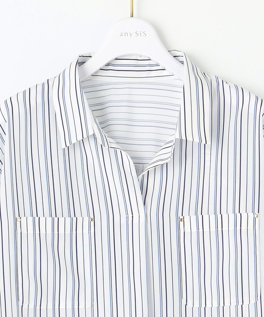 ANY SIS 【洗える】トロミシャツカラー ブラウス 