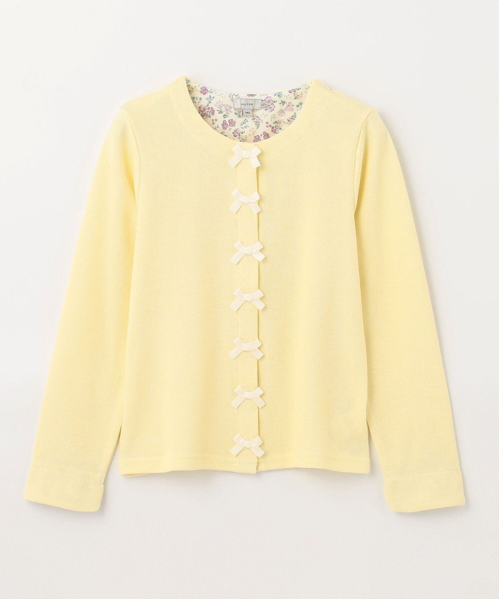 ANY KIDS スナップボタン リボン カーディガン 