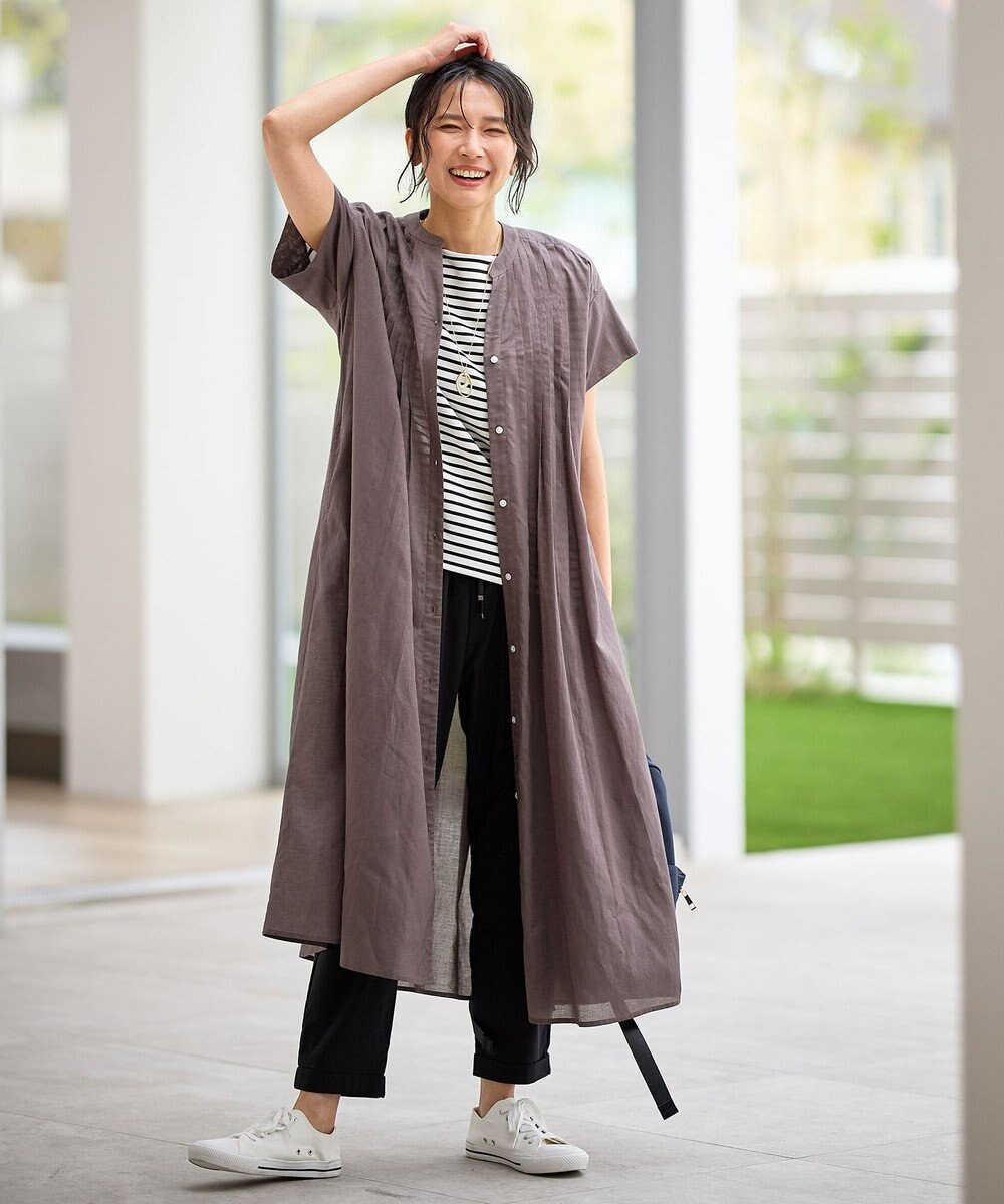 ANY ピンタックデザインシャツワンピース 