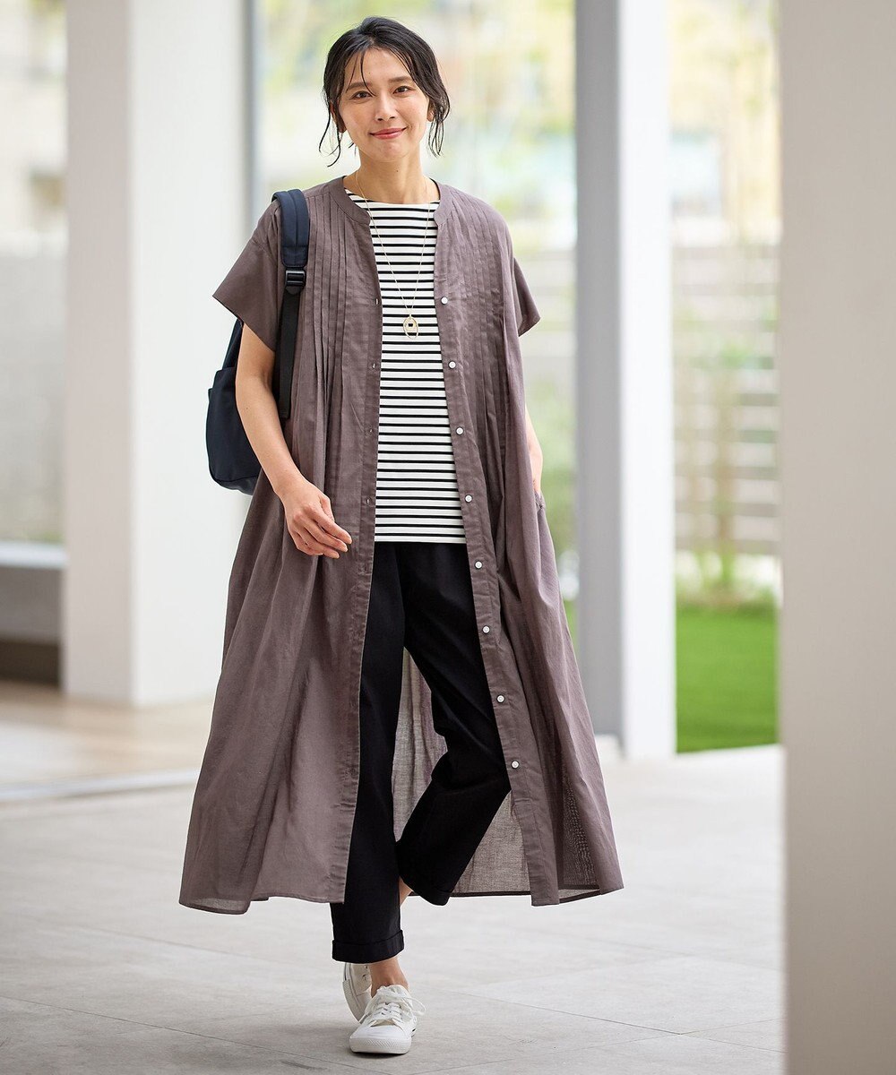 ANY L ピンタックデザインシャツワンピース 