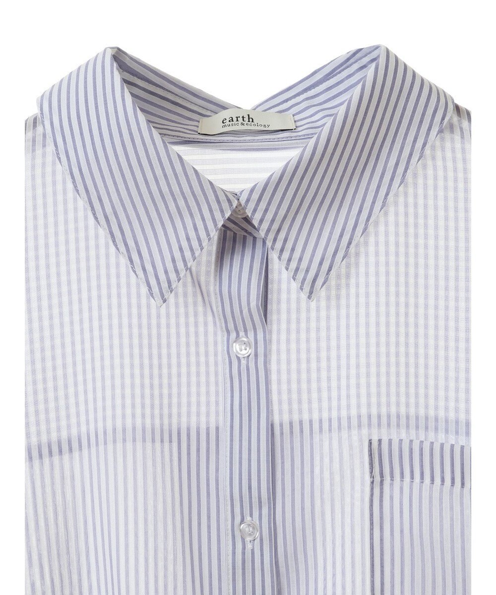 earth music&ecology 袖スリットリボンロングシャツ 