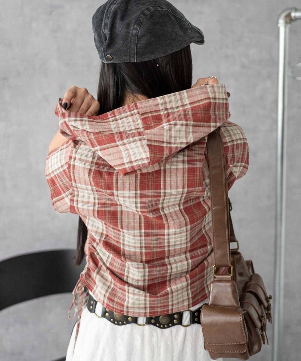 WEGO フードチェックコンパクトシャツ 