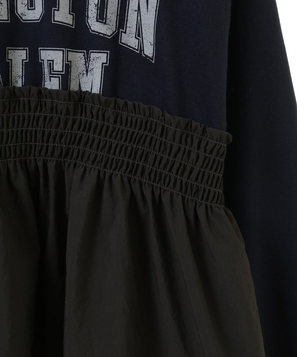 Green Parks ミニ裏毛異素材ドッキングロゴプルオーバー 