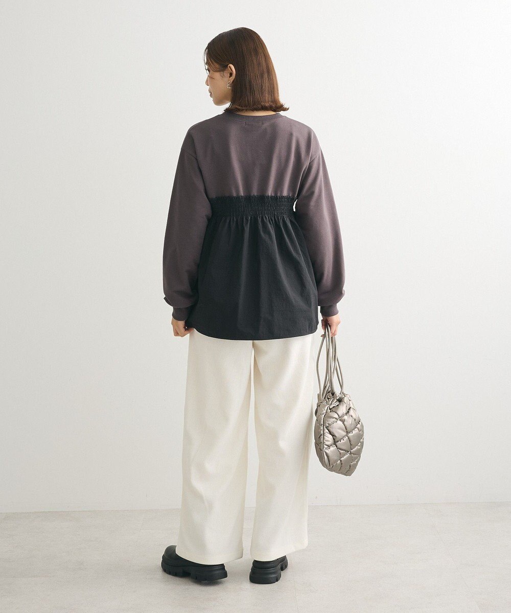 Green Parks ミニ裏毛異素材ドッキングロゴプルオーバー 