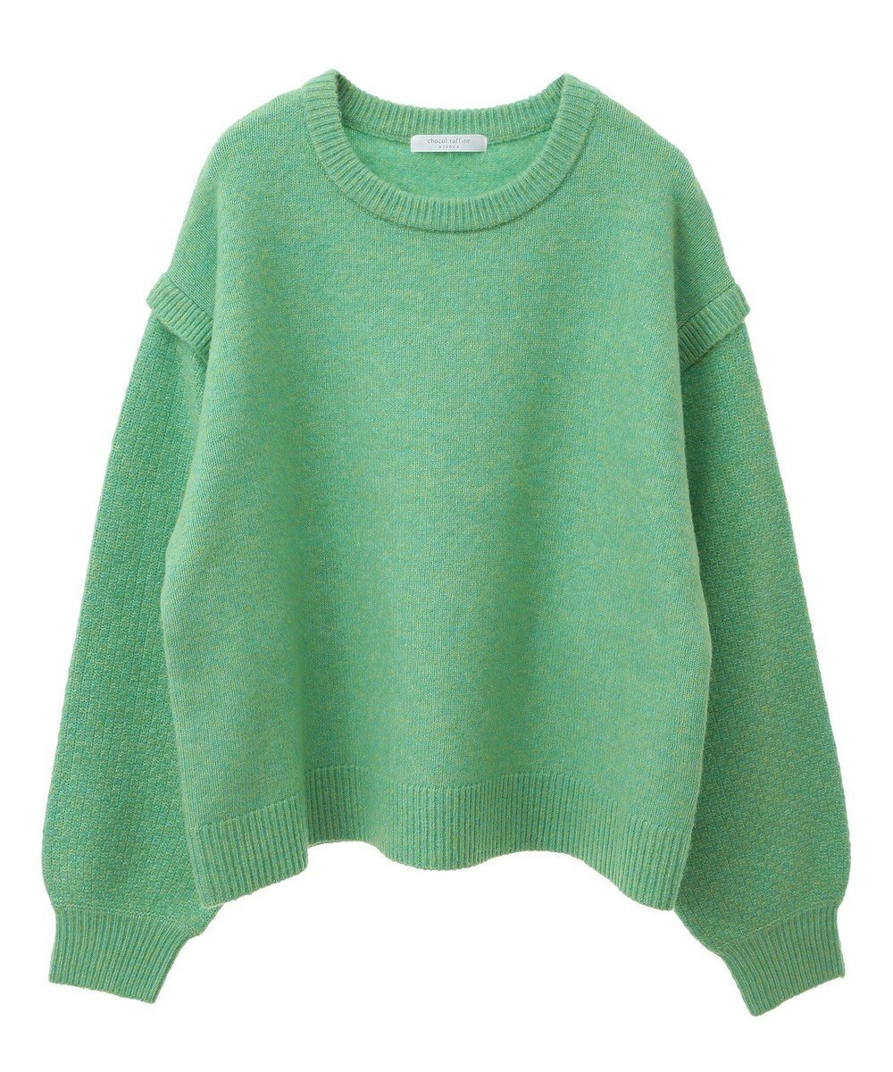 Green Parks 袖かのこニットプルオーバー 