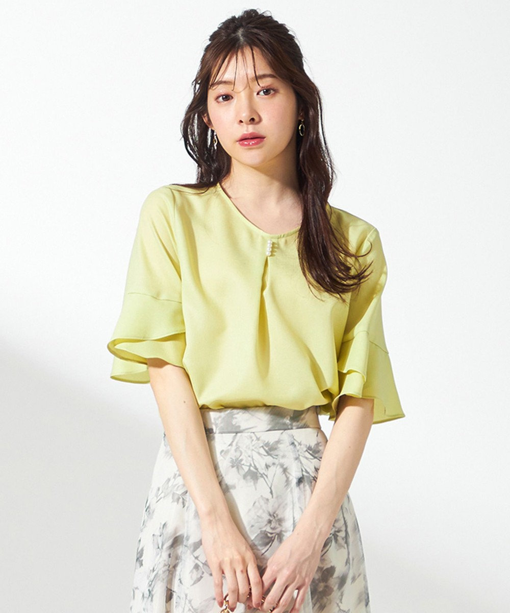 ANY SIS S 【接触冷感・UVカット・速乾】スムージーポリエステル フレアスリーブ ブラウス 