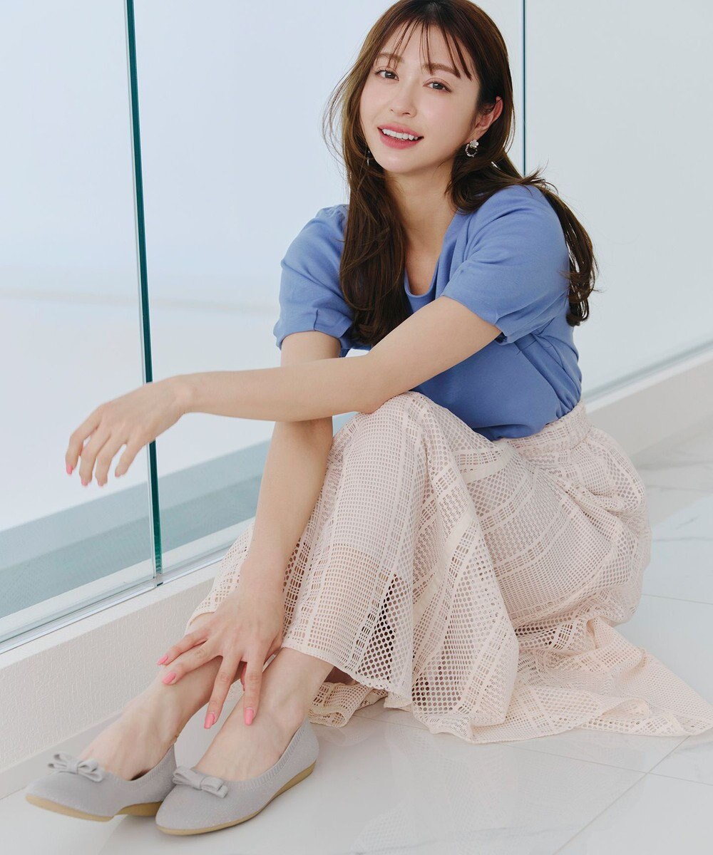 Tiaclasse 【安田美沙子さん着用/小倉優子さん着用・洗える/撥水】プチリボンニットフラットパンプス 