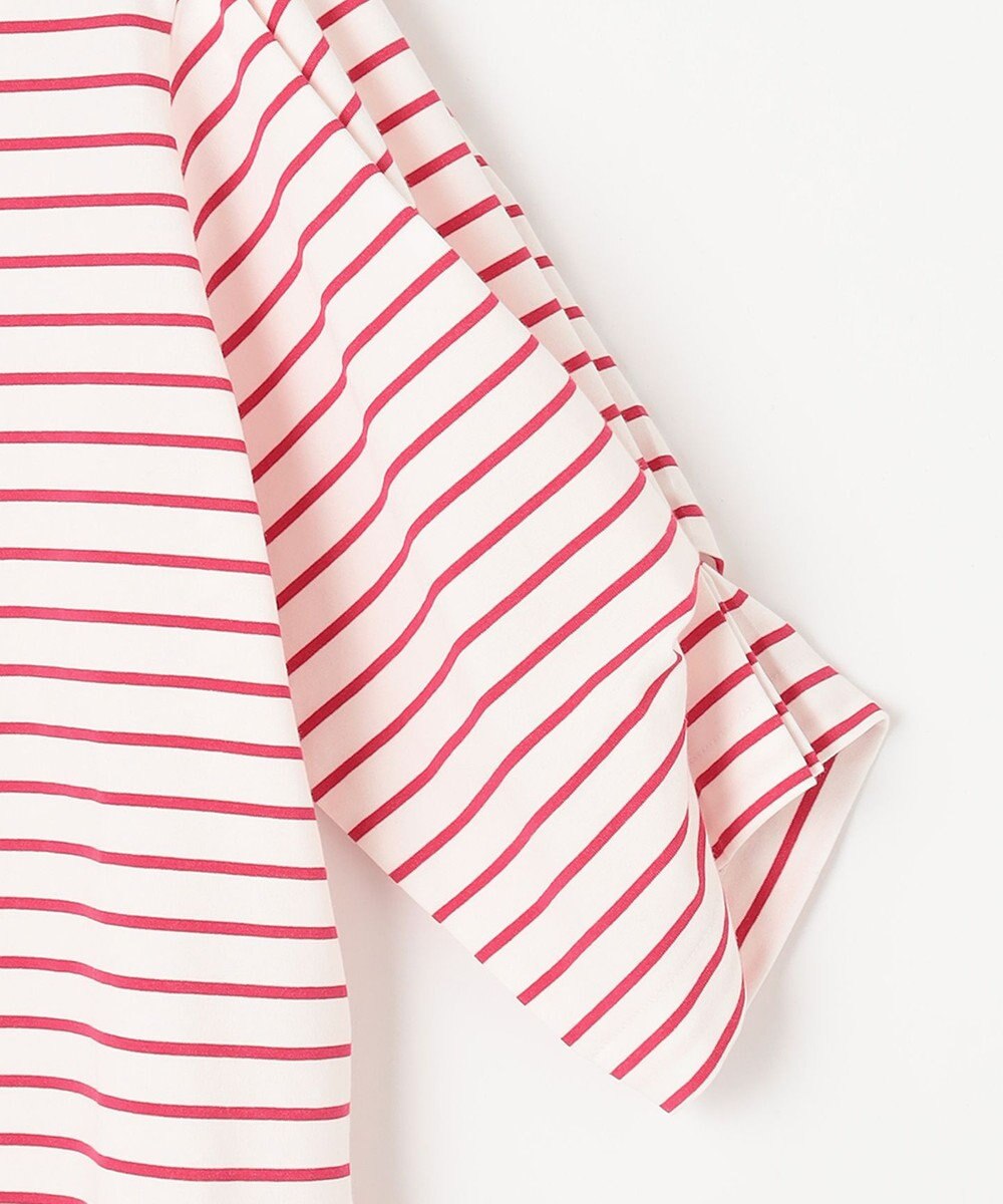 組曲 L 【洗える】プレーティング天竺タックスリーブボーダー カットソー 